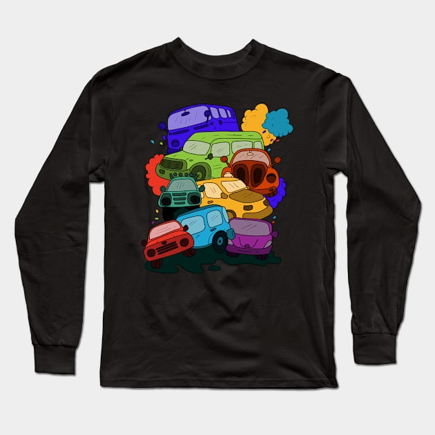 Colorful car in doodles art Long Sleeve T-Shirt by Bequeen